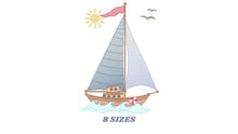 Charger l&#39;image dans la galerie, Boat embroidery designs - Sailboat embroidery design machine embroidery pattern - Nautical Baby boy embroidery file - pes instant download
