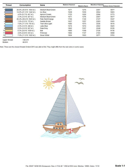 Boat embroidery designs - Sailboat embroidery design machine embroidery pattern - Nautical Baby boy embroidery file - pes instant download