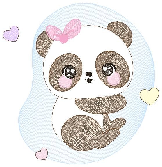 Female Panda embroidery design - Animal embroidery designs machine embroidery pattern - Baby girl embroidery file - Cute Sweet Panda design