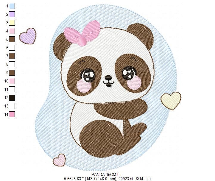 Female Panda embroidery design - Animal embroidery designs machine embroidery pattern - Baby girl embroidery file - Cute Sweet Panda design