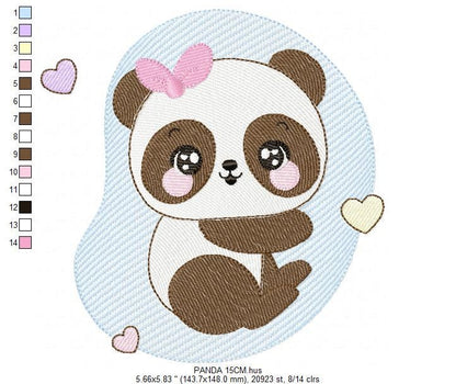 Female Panda embroidery design - Animal embroidery designs machine embroidery pattern - Baby girl embroidery file - Cute Sweet Panda design