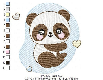 Male Panda embroidery design - Animal embroidery designs machine embroidery pattern - Baby boy embroidery file - instant download his dst