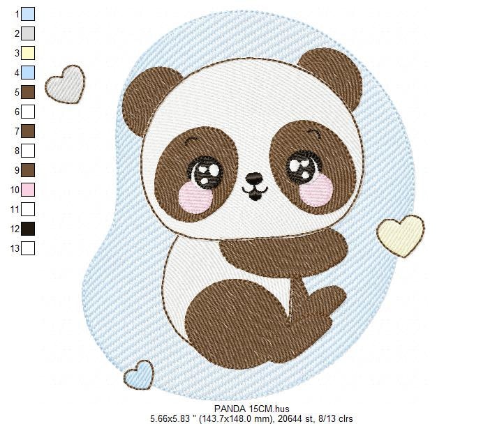 Male Panda embroidery design - Animal embroidery designs machine embroidery pattern - Baby boy embroidery file - instant download his dst