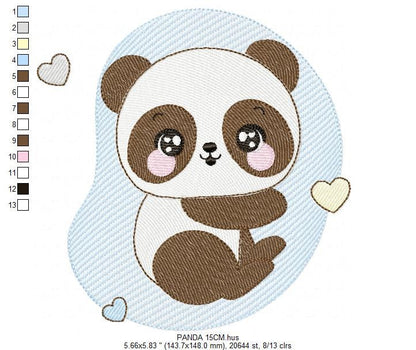 Male Panda embroidery design - Animal embroidery designs machine embroidery pattern - Baby boy embroidery file - instant download his dst