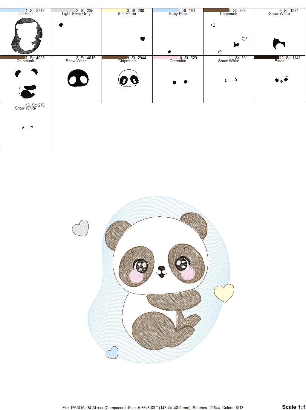 Male Panda embroidery design - Animal embroidery designs machine embroidery pattern - Baby boy embroidery file - instant download his dst