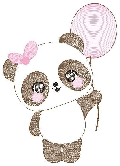 Panda embroidery design - Animal embroidery designs machine embroidery pattern - Baby girl embroidery file - Panda with balloons download