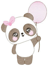 Cargar imagen en el visor de la galería, Panda embroidery design - Animal embroidery designs machine embroidery pattern - Baby girl embroidery file - Panda with balloons download
