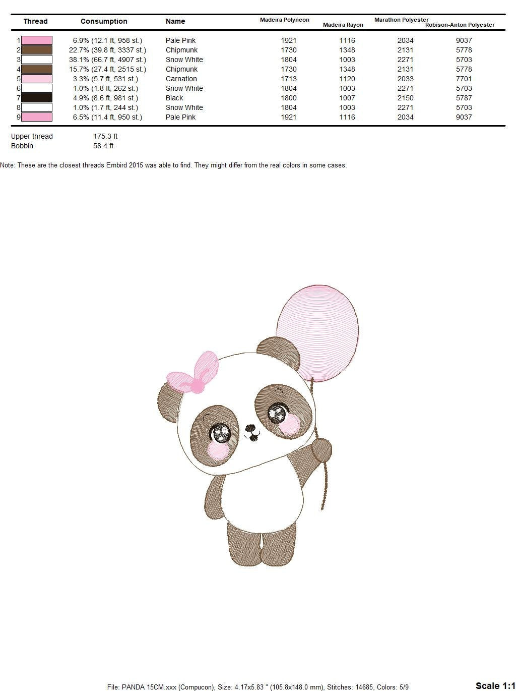 Panda embroidery design - Animal embroidery designs machine embroidery pattern - Baby girl embroidery file - Panda with balloons download