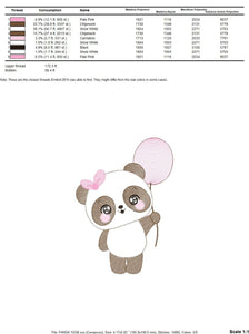 Panda embroidery design - Animal embroidery designs machine embroidery pattern - Baby girl embroidery file - Panda with balloons download