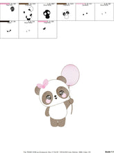 Charger l&#39;image dans la galerie, Panda embroidery design - Animal embroidery designs machine embroidery pattern - Baby girl embroidery file - Panda with balloons download
