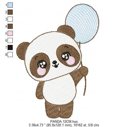 Panda embroidery design - Animal embroidery designs machine embroidery pattern - Baby boy embroidery file - Panda with butterfly download