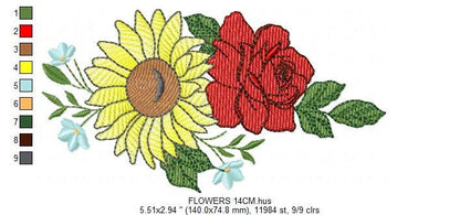 Sunflowers embroidery designs - Flower embroidery design machine embroidery pattern - floral roses embroidery file - instant download hus