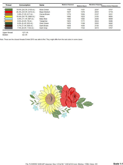 Sunflowers embroidery designs - Flower embroidery design machine embroidery pattern - floral roses embroidery file - instant download hus
