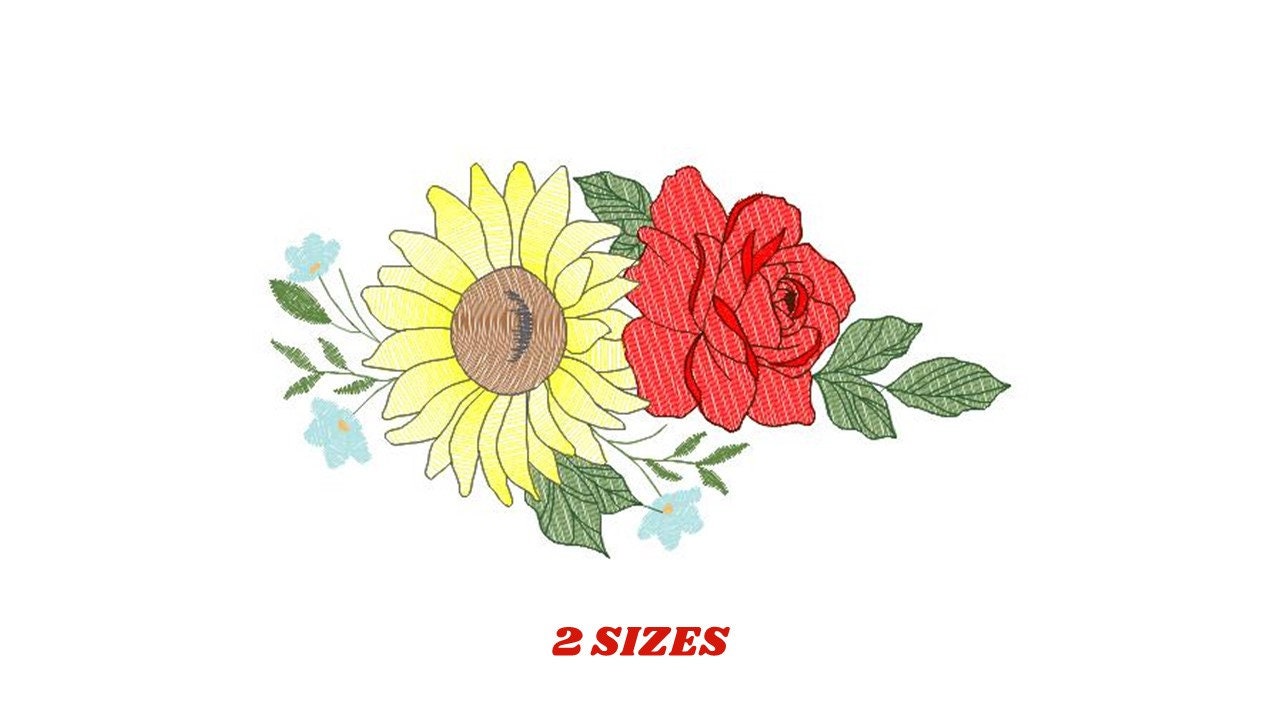Sunflowers embroidery designs - Flower embroidery design machine embroidery pattern - floral roses embroidery file - instant download hus