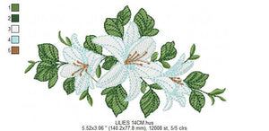 Lilies embroidery designs - Flower embroidery design machine embroidery pattern - floral embroidery file - kitchen towel embroidery decor