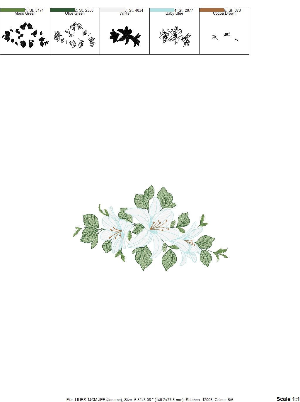 Lilies embroidery designs - Flower embroidery design machine embroidery pattern - floral embroidery file - kitchen towel embroidery decor