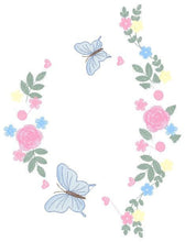 Load image into Gallery viewer, Flower Frame eith butterflies embroidery designs - Delicate Butterfly embroidery design machine embroidery pattern - Wreath embroidery file
