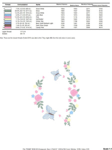 Flower Frame eith butterflies embroidery designs - Delicate Butterfly embroidery design machine embroidery pattern - Wreath embroidery file