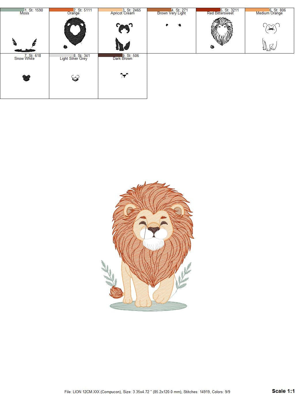 Lion embroidery designs - Safari embroidery design machine embroidery pattern - Baby boy embroidery file - instant download pes jef hus dst