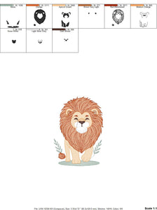 Lion embroidery designs - Safari embroidery design machine embroidery pattern - Baby boy embroidery file - instant download pes jef hus dst