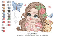 Charger l&#39;image dans la galerie, Baby girl embroidery design - Teeneger girl embroidery designs machine embroidery pattern - Girl with long hair embroidery file - download
