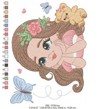 Laden Sie das Bild in den Galerie-Viewer, Baby girl embroidery design - Teeneger girl embroidery designs machine embroidery pattern - Girl with long hair embroidery file - download
