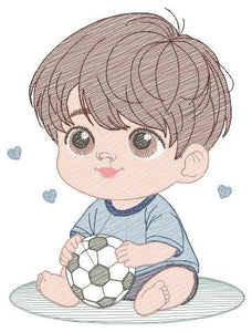 Baby boy embroidery designs - Soccer embroidery design machine embroidery file - Boy with ball embroidery - Soccer player instant download