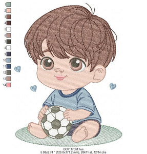 Baby boy embroidery designs - Soccer embroidery design machine embroidery file - Boy with ball embroidery - Soccer player instant download