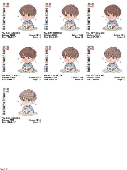 Baby boy embroidery designs - Soccer embroidery design machine embroidery file - Boy with ball embroidery - Soccer player instant download