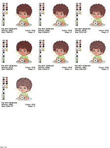 Baby boy embroidery designs - Soccer embroidery design machine embroidery file - Boy with ball and curly hair embroidery - Soccer player