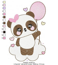 Laden Sie das Bild in den Galerie-Viewer, Panda embroidery design - Animal embroidery designs machine embroidery pattern - Baby girl embroidery file - Panda with balloon and cloud
