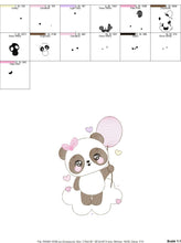 Laden Sie das Bild in den Galerie-Viewer, Panda embroidery design - Animal embroidery designs machine embroidery pattern - Baby girl embroidery file - Panda with balloon and cloud
