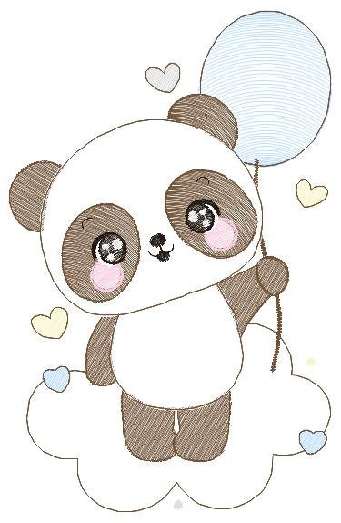 Panda embroidery design - Animal embroidery designs machine embroidery pattern - Baby boy embroidery file - Panda with ballon download pes
