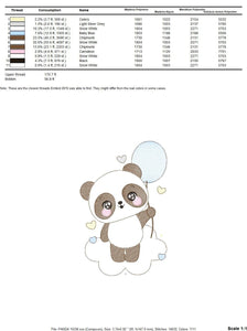 Panda embroidery design - Animal embroidery designs machine embroidery pattern - Baby boy embroidery file - Panda with ballon download pes