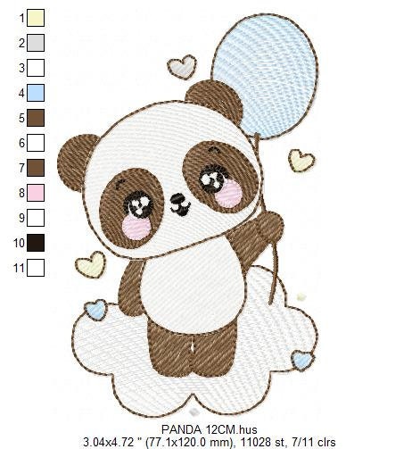 Panda embroidery design - Animal embroidery designs machine embroidery pattern - Baby boy embroidery file - Panda with ballon download pes
