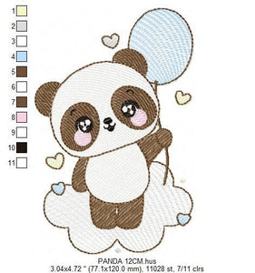 Panda embroidery design - Animal embroidery designs machine embroidery pattern - Baby boy embroidery file - Panda with ballon download pes