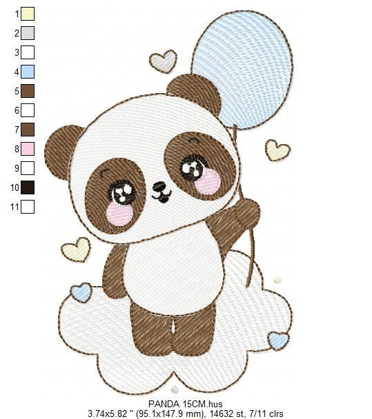 Panda embroidery design - Animal embroidery designs machine embroidery pattern - Baby boy embroidery file - Panda with ballon download pes
