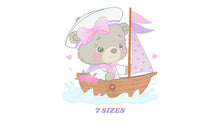 Load image into Gallery viewer, Nautical Bear embroidery designs - Female Sailor bear embroidery design machine embroidery pattern - Boat embroidery file - Baby girl sailor
