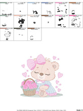 Load image into Gallery viewer, Teddy Bear embroidery designs - Baby girl embroidery design machine embroidery pattern - Bear with flowers embroidery file - jef download
