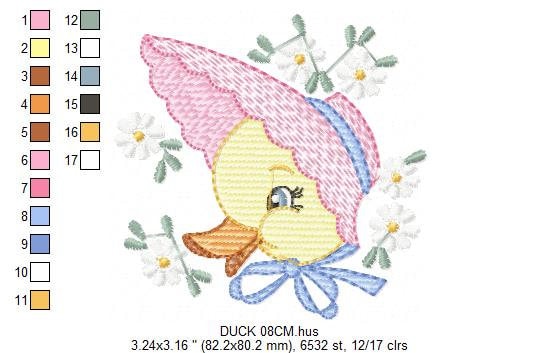Duck embroidery design - Baby girl embroidery designs machine embroidery pattern - animal embroidery file - duck flowers instant download