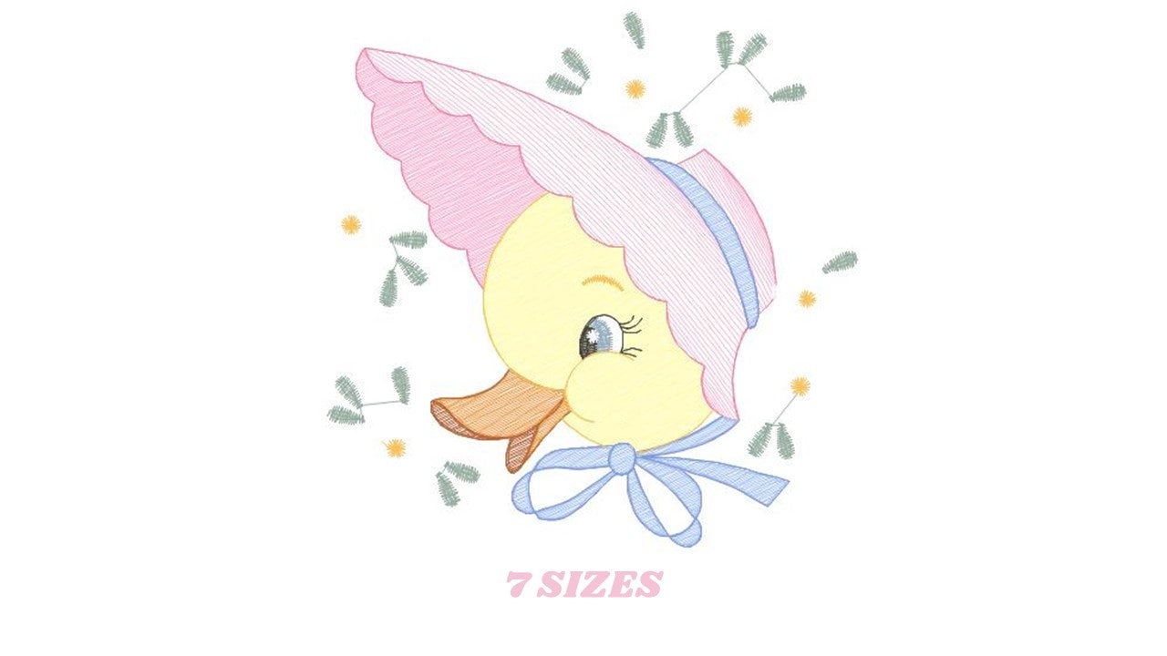 Duck embroidery design - Baby girl embroidery designs machine embroidery pattern - animal embroidery file - duck flowers instant download