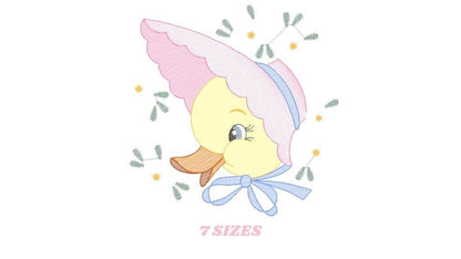Duck embroidery design - Baby girl embroidery designs machine embroidery pattern - animal embroidery file - duck flowers instant download