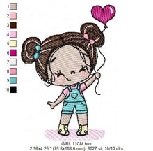 Load image into Gallery viewer, Baby girl embroidery designs - Toddler embroidery design machine embroidery pattern - girl with heart balloon embroidery file - jef download
