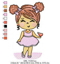 Cargar imagen en el visor de la galería, Baby girl embroidery designs - Toddler embroidery design machine embroidery pattern - girl with curly hair embroidery file - kid embroidery
