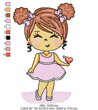 Charger l&#39;image dans la galerie, Baby girl embroidery designs - Toddler embroidery design machine embroidery pattern - girl with curly hair embroidery file - kid embroidery
