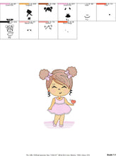 Cargar imagen en el visor de la galería, Baby girl embroidery designs - Toddler embroidery design machine embroidery pattern - girl with curly hair embroidery file - kid embroidery
