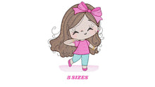 Cargar imagen en el visor de la galería, Girl embroidery designs - Baby girl with lace embroidery design machine embroidery pattern - Toddler embroidery file - Girl with long hair
