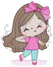 Load image into Gallery viewer, Girl embroidery designs - Baby girl with lace embroidery design machine embroidery pattern - Toddler embroidery file - Girl with long hair
