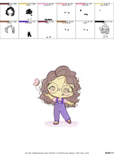 Cargar imagen en el visor de la galería, Girl with glasses embroidery designs - Teenager embroidery design machine embroidery pattern - Girl with wavy hair embroidery file download
