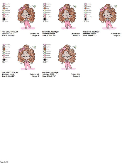 Baby girl embroidery designs - Children embroidery design machine embroidery pattern - Girl with birds embroidery file - princess embroidery